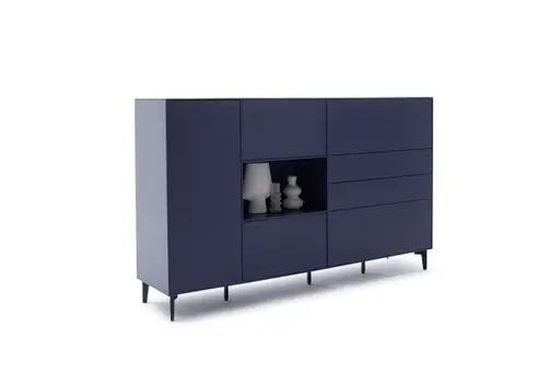 Highboard Casello - BHT ca. 199x122x48 cm, Lack Matt, Azurblau