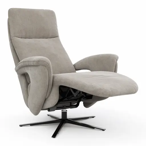 Sessel Tulsa Relax - Größe L, inkl. Maxirücken und Kopf-/Fußteil/Rückenlehne verstellbar, Stoff, Graubeige