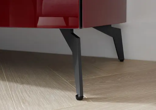 Lowboard - B ca. 181 cm, Bordeauxrot, Keramikoptik