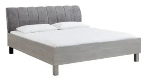 Bettanlage - Liegefläche ca. 180x200 cm, Polsterkopfteil, Grau
