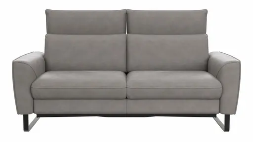 Sofa Avela - 2-Sitzer inkl. Sitzvorzug motorisch und Kopfteil verstellbar, Leder, Steingrau