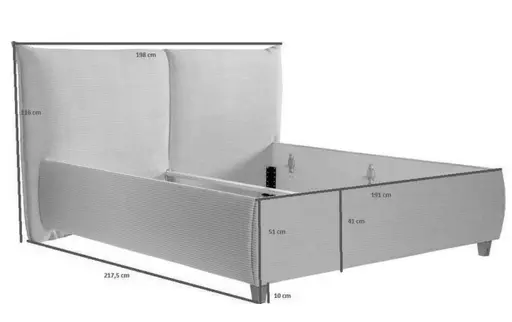 Bettgestell ALICA- Liegefläche ca. 180x200 cm, Stoff, Hellgrau