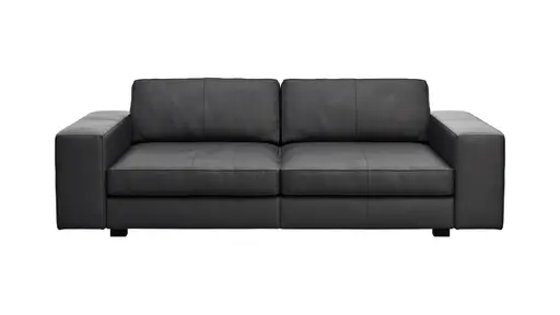 Sofa Aprino 1 - 3,5-Sitzer XXL, Dickleder, Schwarz, Armlehne Block breit