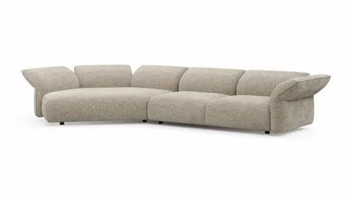 Trapezsofa Motone - Ecke links mit 2-Sitzer, Stoff, Beige