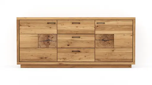Sideboard Hartford - Eiche massiv, mit Hirnholzapplikation