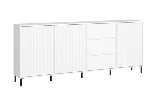 Sideboard - B ca. 212 cm, Weiß, Weiß Hochglanz