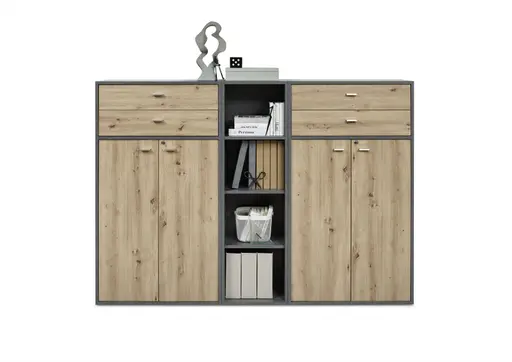 Regalsystem - Graphit, Eiche Nachbildung