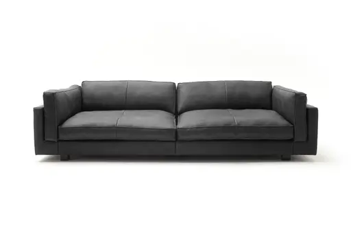 Sofa Aprino 3 - 4-Sitzer XXL, Dickleder, schwarz, Armlehne Kissen