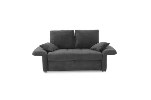 Sofa JORDEN - 1,5-Sitzer inkl. Schlaffunktion mit Bettkasten, verstellbare Armlehnen, Cord, Grau