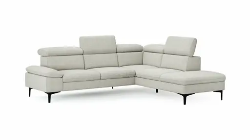 Ecksofa Felipa - 2,5-Sitzer mit Ecke rechts inkl. Kopfteil verstellbar, Stoff, Natur