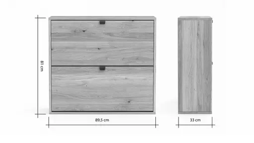 Schuhschrank Williston - Korpus Wildeiche massiv / Front sandgestrahlt