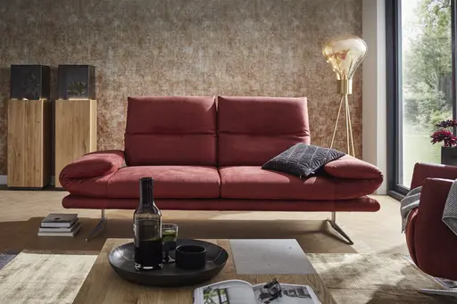 Sofa Lucero - 2,5-Sitzer inkl. Rückenlehne verstellbar, Leder, Weinrot