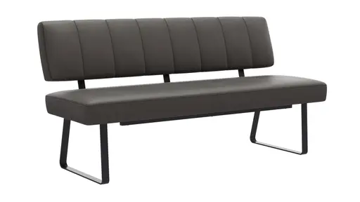 Polsterbank Carmelo - Breite ca. 163 cm, Leder, Steingrau