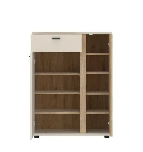 Schuhschrank - B ca. 80 cm, Kaschmir, Cremona Eiche Nachbildung