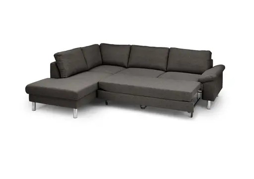 Ecksofa COOL - Ecke links mit 2,5-Sitzer, Querschläfer, Stoff, Mocca