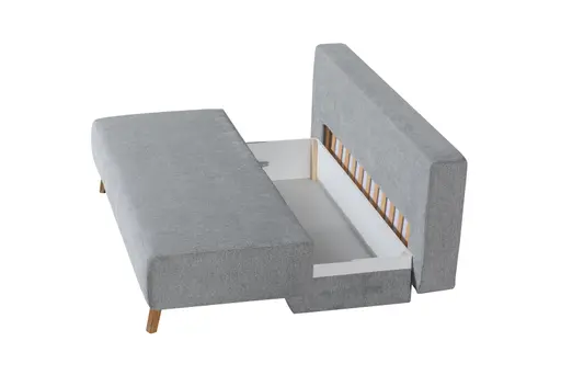Querschläfer - Schlaffunktion mit Bettkasten, Stoff, Grau