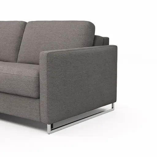 Ecksofa Nuoro - Longchair links mit 2-Sitzer inkl. Schlaffunktion und Bettkasten, Stoff, Grau