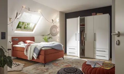 Boxspringbett JODIE- Liegefläche ca. 120x200 cm, Stoff Rostrot