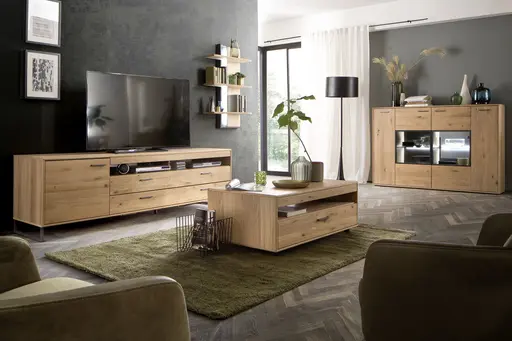 Couchtisch - Schubkasten, LBH 115x65x45 cm, Eiche teilmassiv