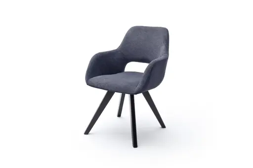 Armlehnenstuhl MACIE - drehbar, Stoff, Blau