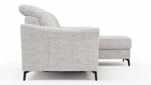 Ecksofa Canterbury - 2,5-Sitzer mit Longchair rechts, inkl. Relaxfunktion (motorisch) und Kopfteilverstellung, Stoff, Offwhite