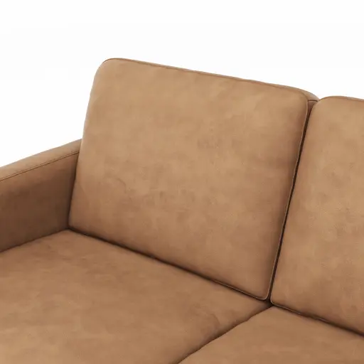 Sofa Enna - 2,5-Sitzer, Armlehne A, Leder, Cognac, Kufe, Schwarz