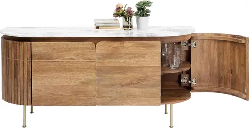 Sideboard- Massivholz, Mango, Gebeizt, Marmorplatte