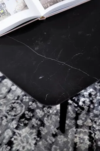 Couchtisch Susa - LBH ca. 90x70x40 cm, Keramik, Schwarz, Marmoroptik