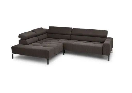 Ecksofa COLLEEN 2.0 - Ecke links und 2-Sitzer, Sitzvorzug motorisch, Feincord, Mocca
