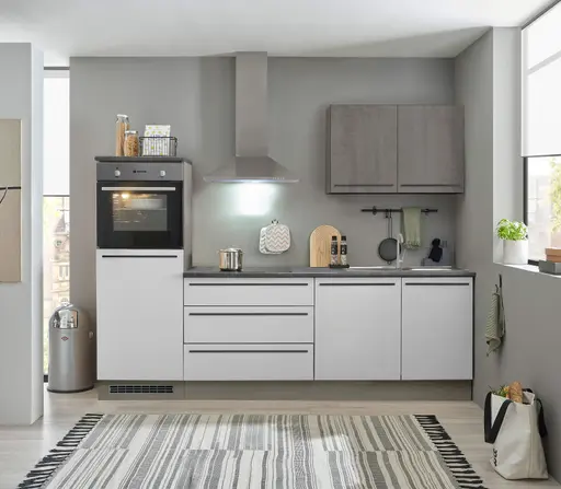 Küchenblock- ohne E-Geräte, B ca. 260cm, Anthrazit, Weiß, Anthrazit