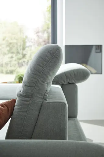 Ecksofa Alegria - Longchair links mit 1,5-Sitzer inkl. Kopfteil/ Armlehne/ Sitztiefe verstellbar, Stoff, Eisblau