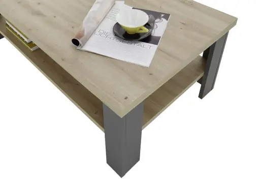 Couchtisch - LB ca. 115x65 cm, Artisan Eiche Nachbildung, Anthrazit