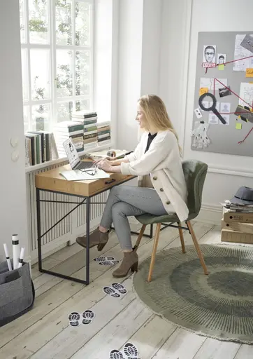 Konsol-/Homeoffice-Tisch - Wildeiche Nachbildung, Metall schwarz