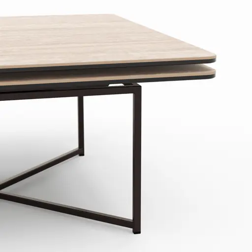 Couchtisch Cena - LB ca. 132x108 cm, Platten drehbar, Keramik, Travertin 