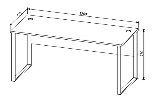 Schreibtisch - LB ca. 170x73 cm, Weiß, Silberfarben