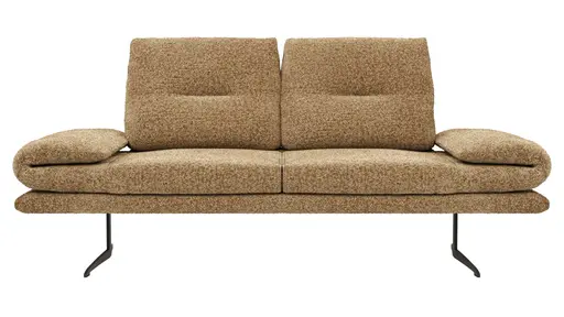 Ecksofa Lucero 2.0 - Longchair mit 2-Sitzer rechts inkl. Rückenlehne verstellbar, Stoff, Cognac