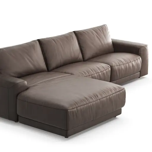 Ecksofa Balok - Longchair groß links mit 2,5-Sitzer, Leder, Dunkelbraun