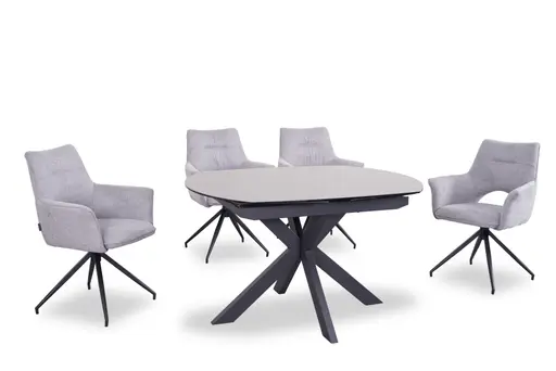 Esstisch MEGGIE - ausziehbar, LB ca. 130x100 cm, Glaskeramik, Grau