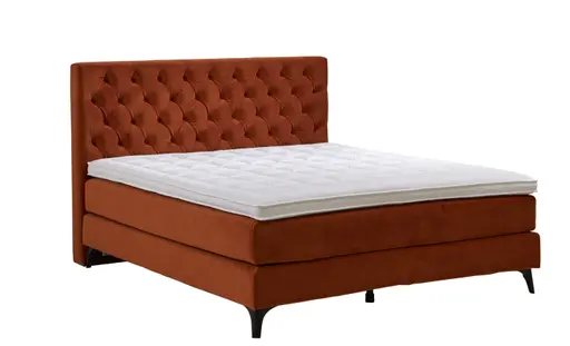 Boxspringbett Belina - Liegefläche ca. 180x200cm, Stoff, Orange