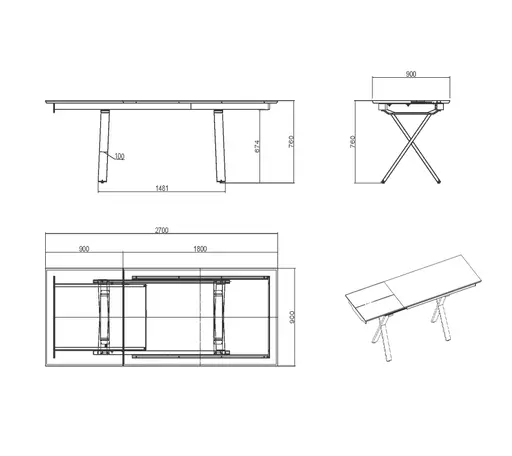 Esstisch MATTIES - ausziehbar, LB ca. 180x90 cm, Eiche Furnier, Schweizer Kante, Schwarz