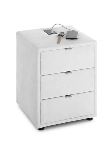 Nachttisch- Inkl. Ladeport, Stoff, Beige