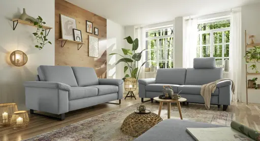 Sofa CALM PLUS 2.0 - 3-Sitzer, Relaxfunktion teilmotorisch, Stoff, Silbergrau