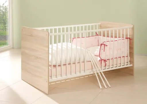 Babybett- Liegefläche ca. 70x140 cm, Eiche Dekor