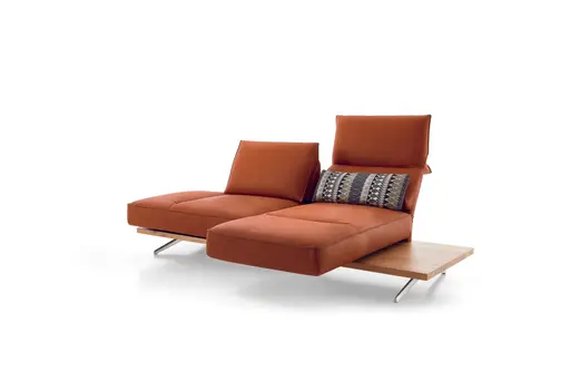 Sofa - 2,5-Sitzer, Rückenlehne/Armlehne verstellbar (manuell), Leder, Rost