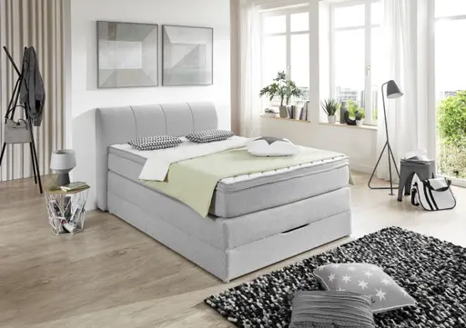 Boxspringbett- Liegefläche ca. 140x200 cm, Stoff, Silber