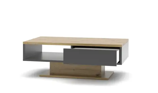 Couchtisch - mit Schubkasten, Eiche, Absetzung Graphit