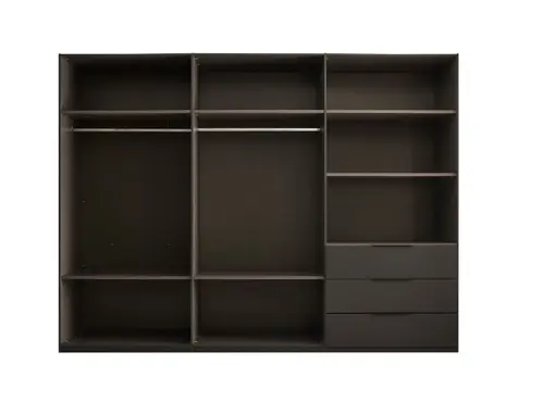 Drehtürenschrank- B ca. 300 cm, Graphit, Hellgrau
