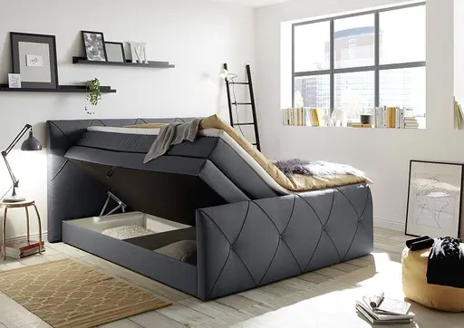 Boxspringbett- Liegefläche ca. 180x200 cm, Stoff Anthrazit