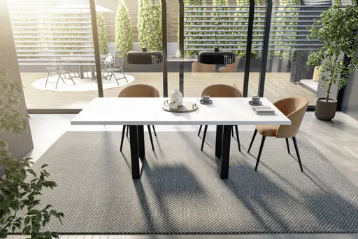 Esstisch - ausziehbar, LB ca. 140x90 cm, Weiß, Schwarz