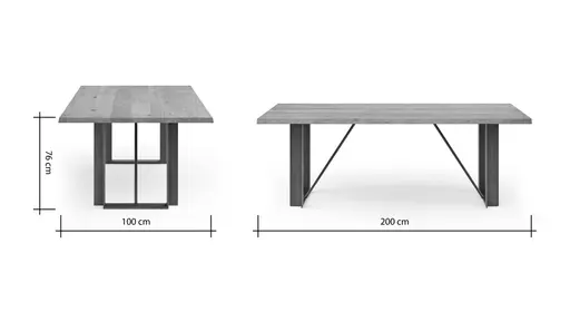 Esstisch Bakersfield - LB ca. 200x100 cm, Asteiche massiv, geölt